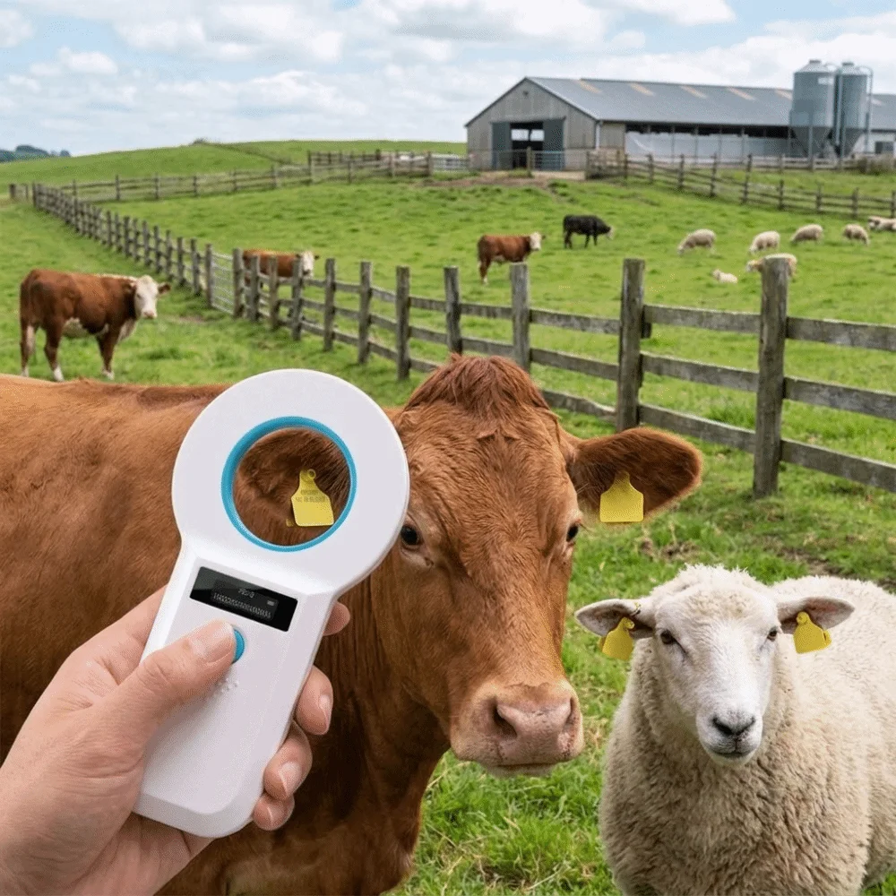 Handheld Pet ID Detection Portable Rechargeable Animal Tag Reader Data Storage Bluetooth Connectivity Animal RFID Reader