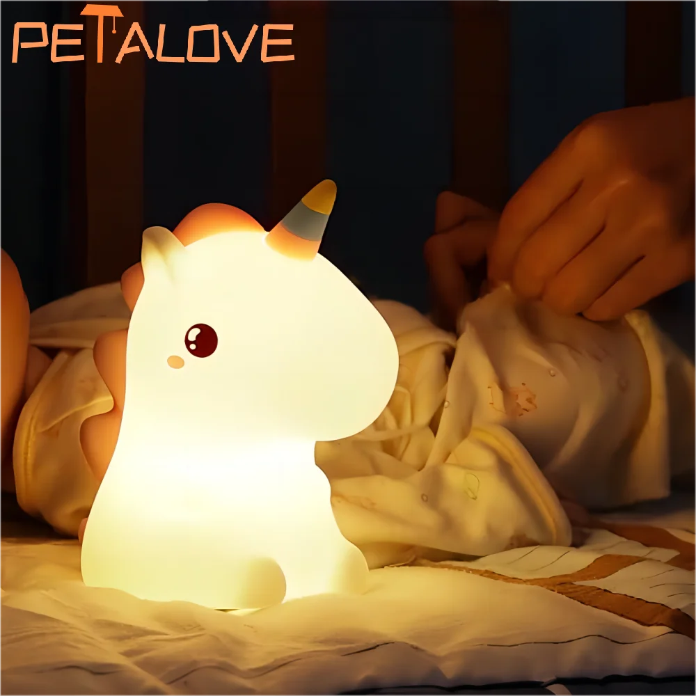 Luz nocturna lindo Animal Panda conejo pato encantadora lámpara de silicona nube estrella regalo de Navidad para niños recarga USB luz suave cálida