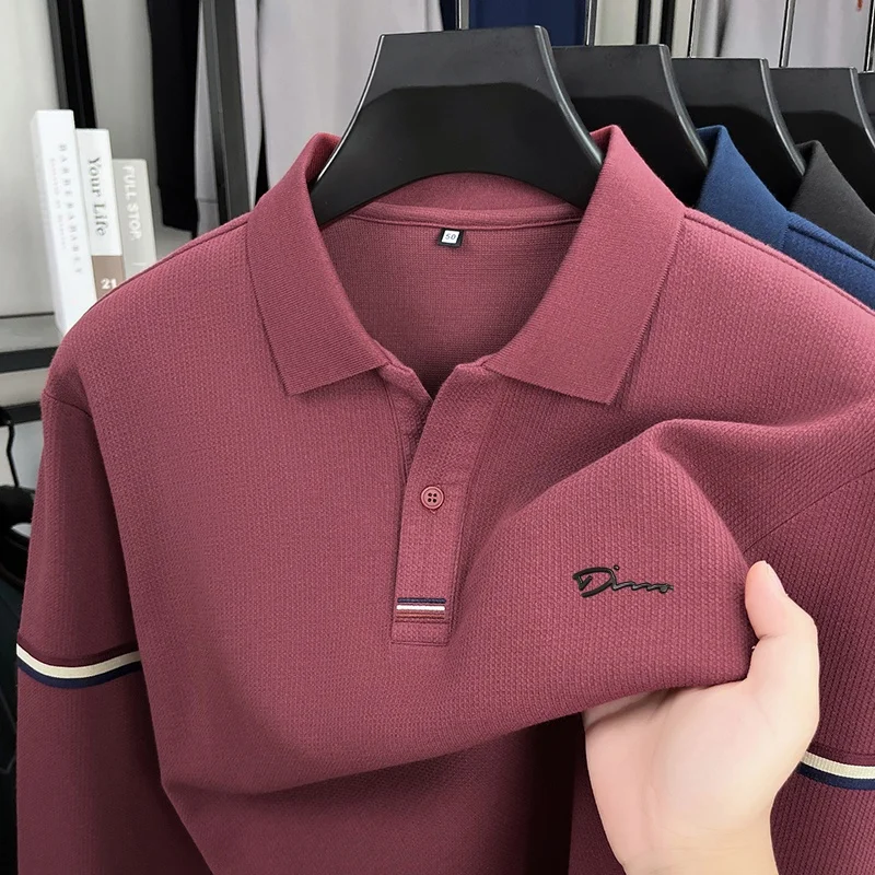 

Autumn New Arrival Hot Sales Men's Polo Shirt Lapel Long Sleeve T-Shirt Original Brand Letter Print Breathable Business Menswear