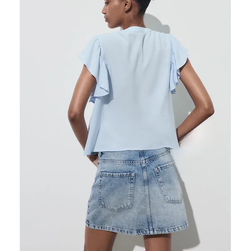 

Новый летний женский повседневный воротник с вышивкой и вышивкой ort Sve, декоративное многослойное волокно на пуговицах из полиэфирного волокна