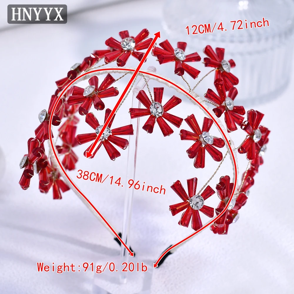 HNYYX Luxury Black Crystal Headband Handmade Beaded Hairpiece High-end Women's Headdress Fashion Bride Wedding Accessories A404