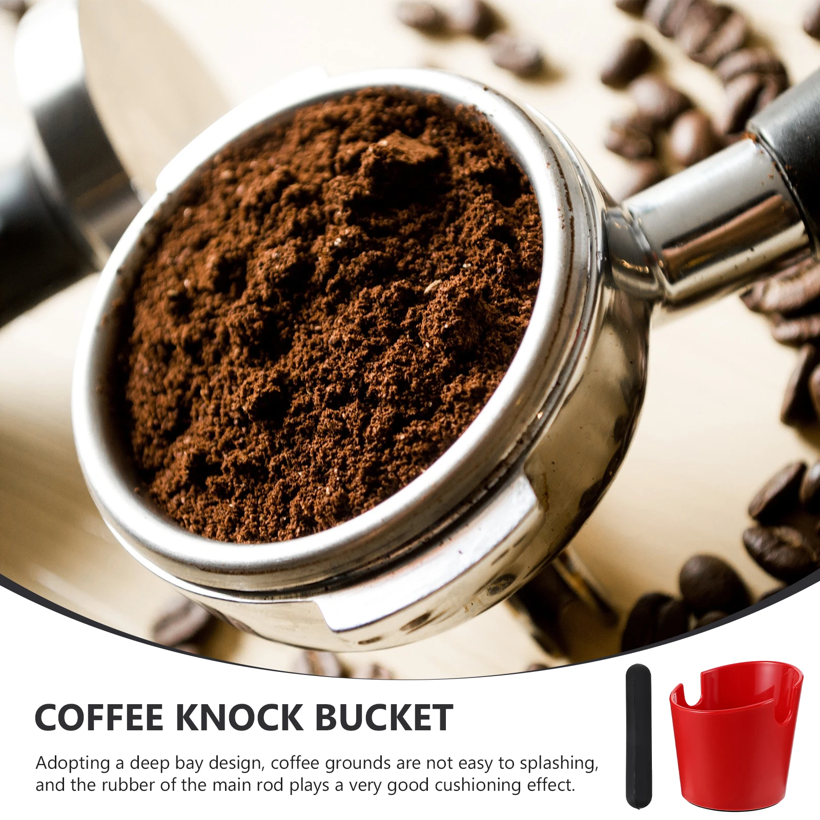 

1Pcs Coffee Red Premium Material Stable Non-Slip Espresso Knock Bucket Coffee Grounds Container Cleaner