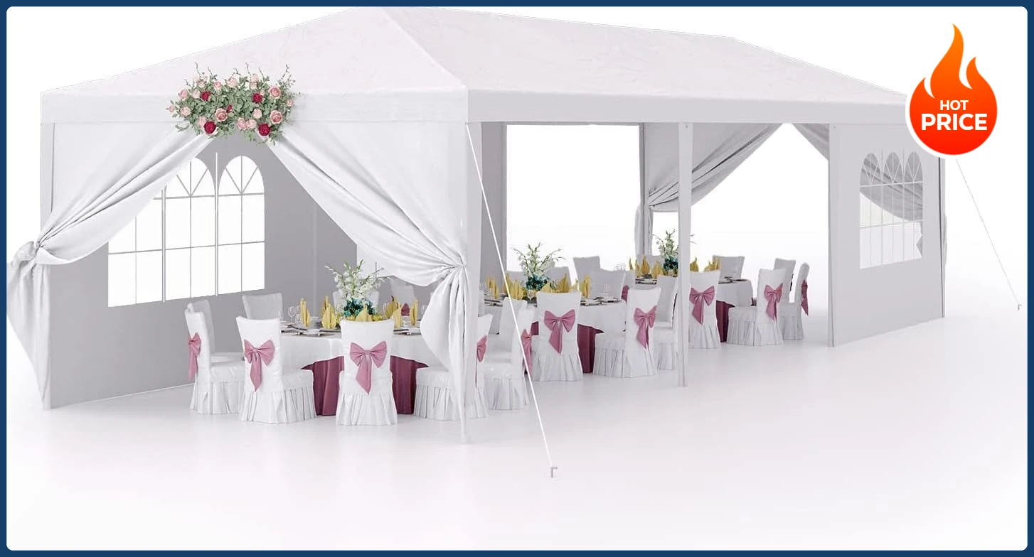 

[New Arrival!]10'x30' Heavy Duty White Party Tent, Waterproof Outdoor Wedding Canopy for Backyard, Patio, Events, Large Event Te