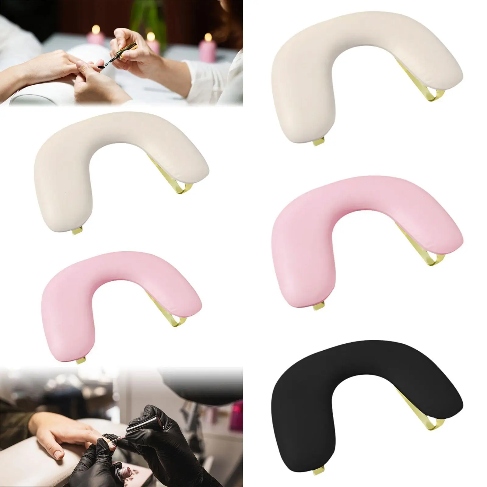 

PU Leather U Shape Arm Rest Nail Hand Rest for Salon Use Home DIY Desk