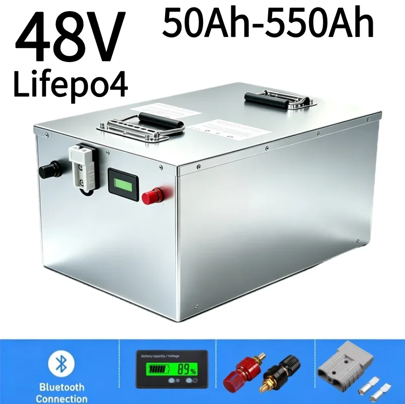 Hot Selling 48V High Capacity LiFePO4 Rechargeable Battery 50Ah‑550Ah Built‑in BMS For Solar PV RV Off‑Grid 4KW 9KW Home Power B