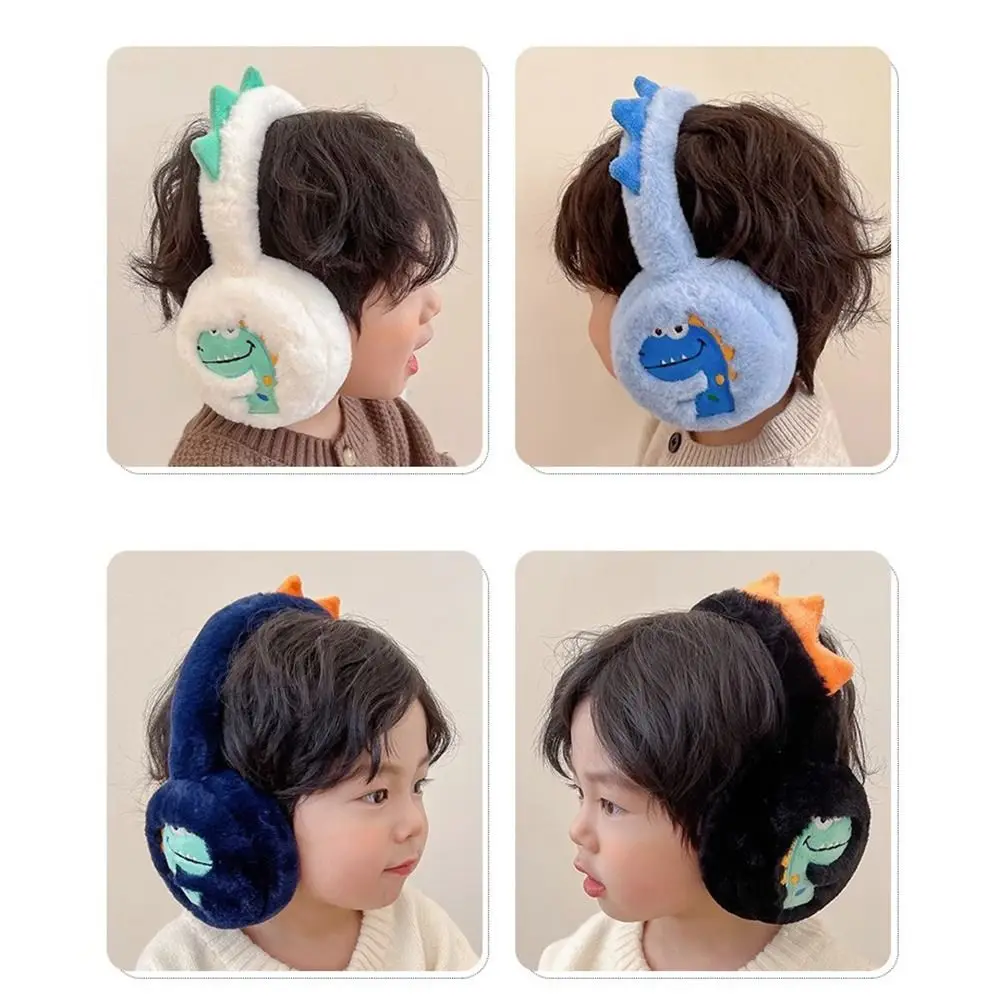 Fashion Plush Little Dinosaur Ear Warmer Cartoon Soft Ear Cover Collapsible Thickened Kids Earmuffs for Children’s Gifts