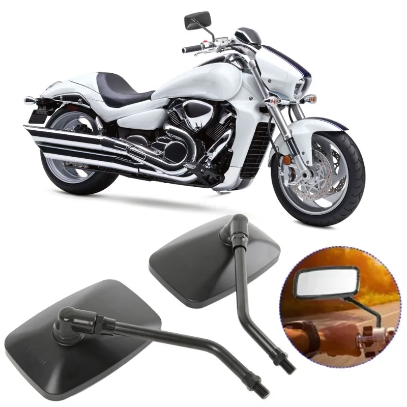 Pair Universal Rectangle Motorcycle Rearview Mirrors 10mm Chrome Retrovisor Moto Mirror Moto for Honda Motorbike Scooter E-Bike