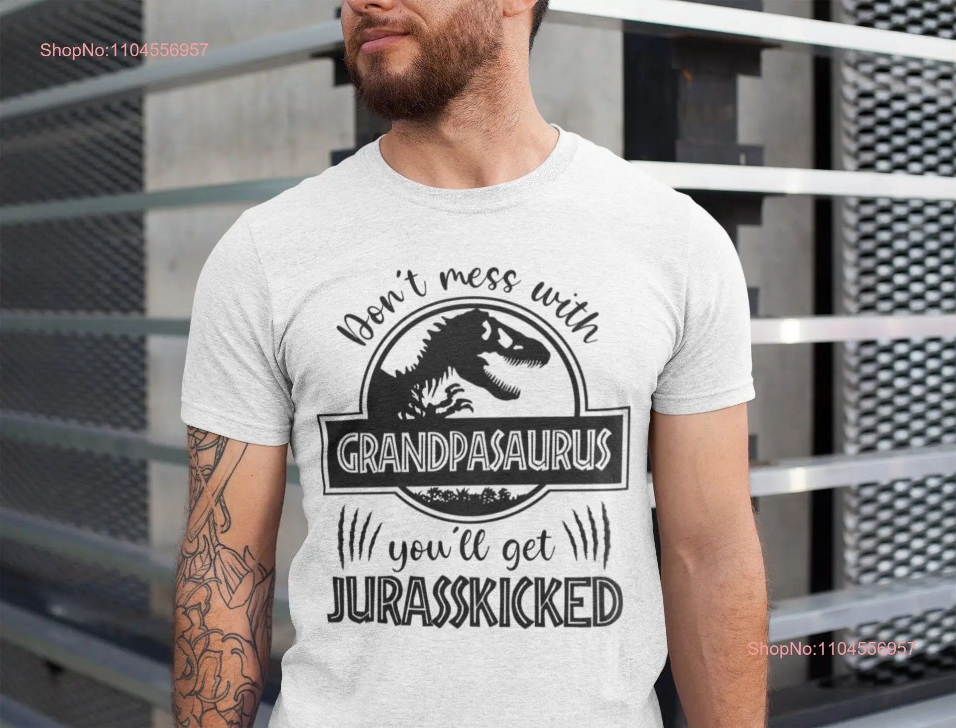 Grandpa Saurus T Shirt Grandpasaurus dinosaur gift Family Father's day for long or short sleeves