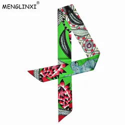 Leopard And Monkey Print Bag Scarf 2024 New Hot Brand Women Small Silk Scarf Fashion Headband Handle Bag Ribbon Long Scarves