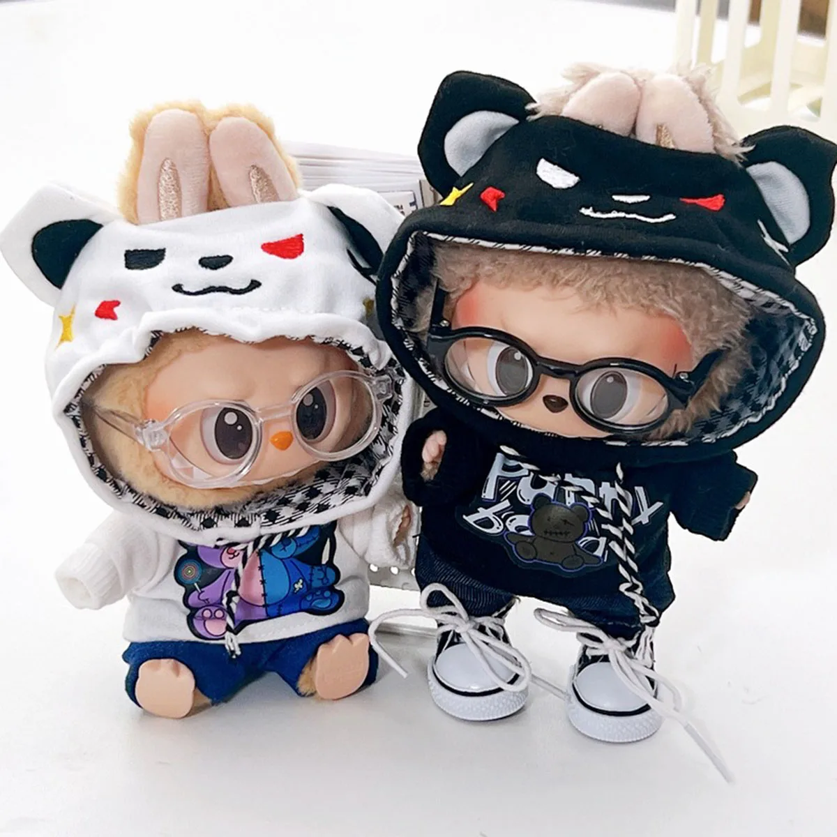 Cute Mini Plush Doll'S Clothes for Labubu Idol Dolls DIY Accessories Gifts Bear Hoodie Set