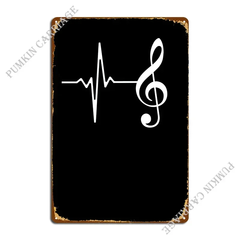 Heartbeat Music Clef Metal Plaque Poster Create Garage Club Classic Tin Sign Poster