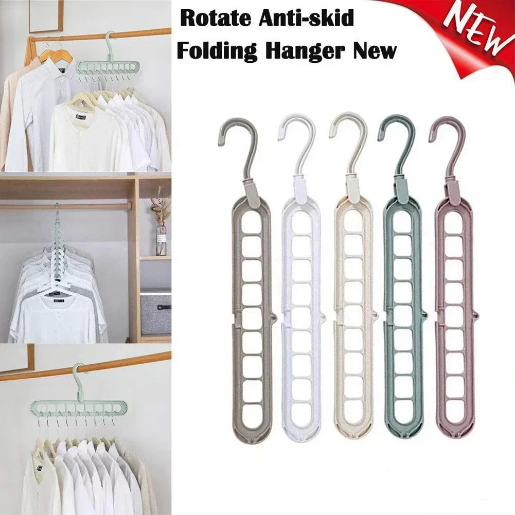 9-Hole Multi-Function Folding Magic Hangers Clothes Hanger Organizer Space Saving Hanger Drying Racks Scarf Clothes Storage