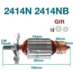 AC220-240V Armature Replacement for Makita 2414N 2414NB Cutting Machine Rotor Armature Anchor Power Tools Accessories