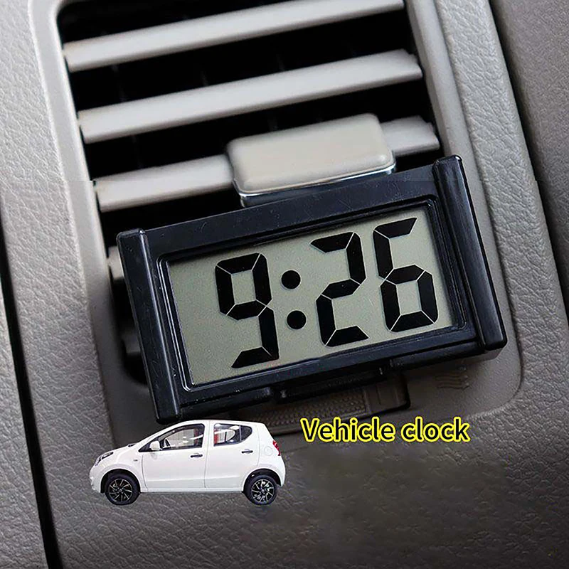 Mini Car Dashboard Digital Clock Vehicle Self-Adhesive With LCD Time Day Display