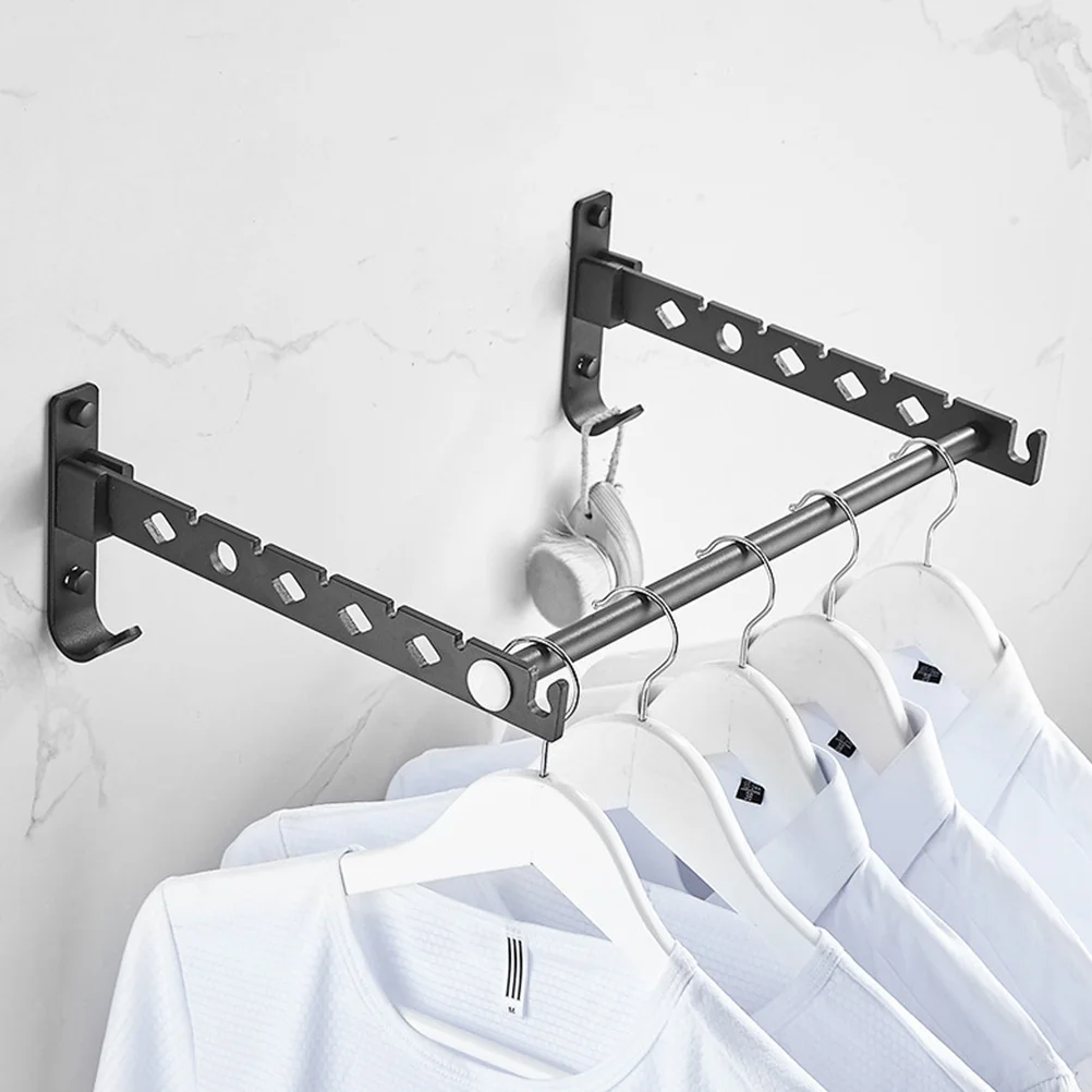 

Wall Mounted Clothes Drying Folding Metal Hanger Holder Indoor Outdoor Use Punch-Free Installation Space Saving Closet Organizer