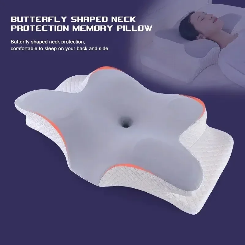 Memory Foam Pillow Butterfly Shaped Relaxing Cervical Slow Rebound Neck Contour Orthopedic Pillow Pain Relief Sleeping Pillows - Image 4