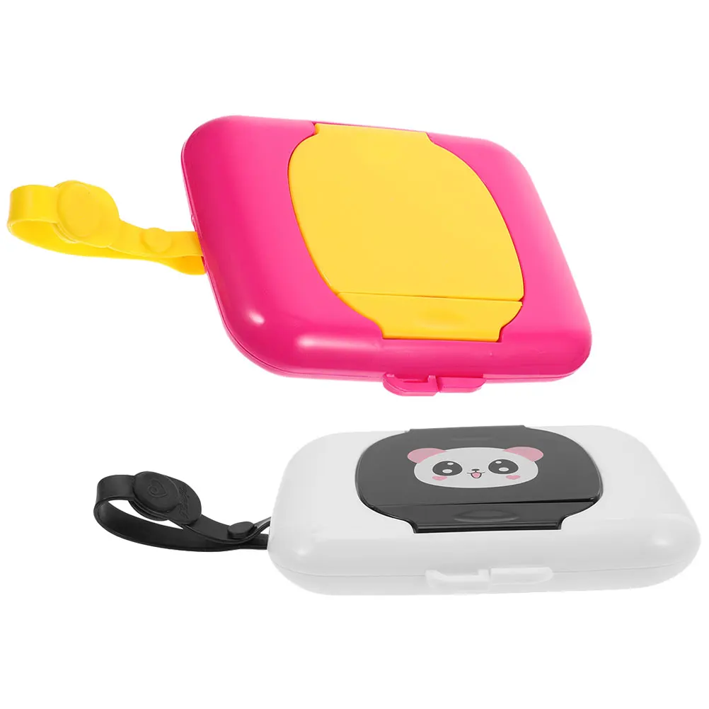 

2pcs Baby Holder Portable Travel Wipes Case Lightweight Compact Outdoor Tissue Case Storage Box Dustproof Reusable Container