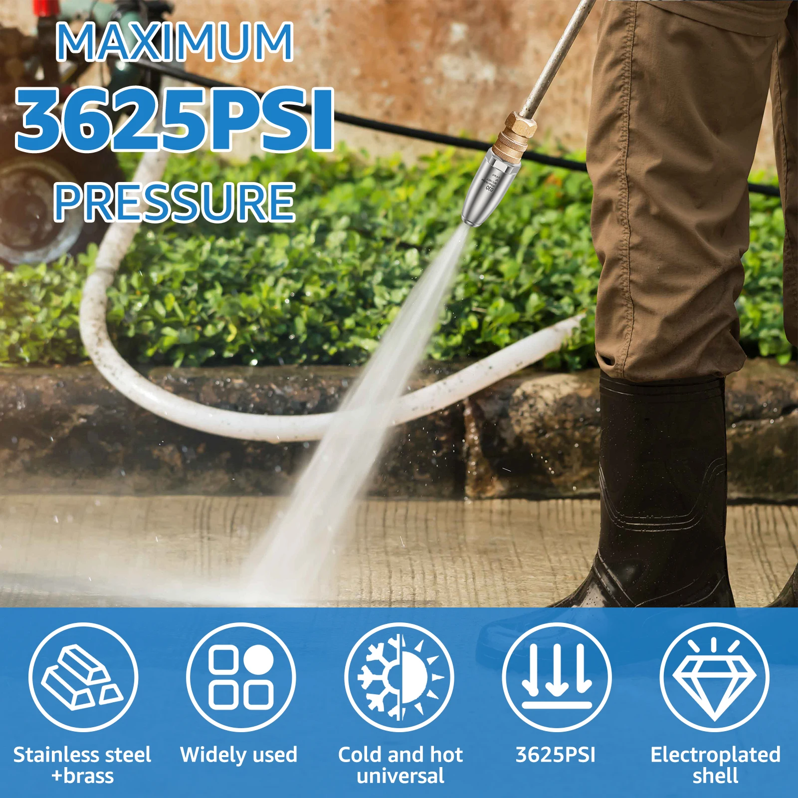 Turbo Nozzle for Pressure Washer Stainless Steel Rotating Pressure Washer Jet Nozzle  3625PSI Max 1/4inch Quick Connect Pressure image 6