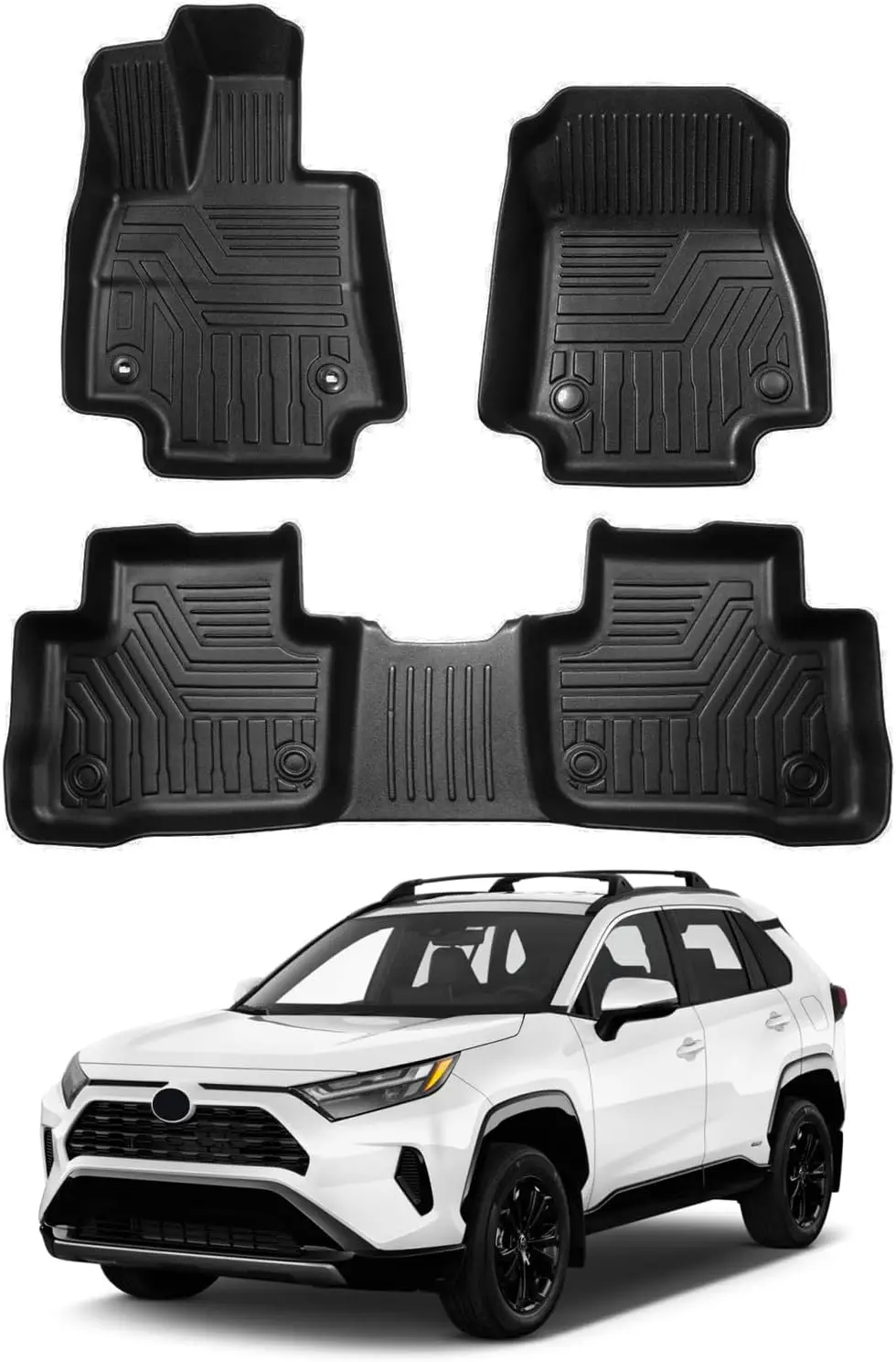 

All-Weather Floor Mats for 2019-2025 Toyota RAV4, Heavy-Duty 3D TPO Liners Fit All Models