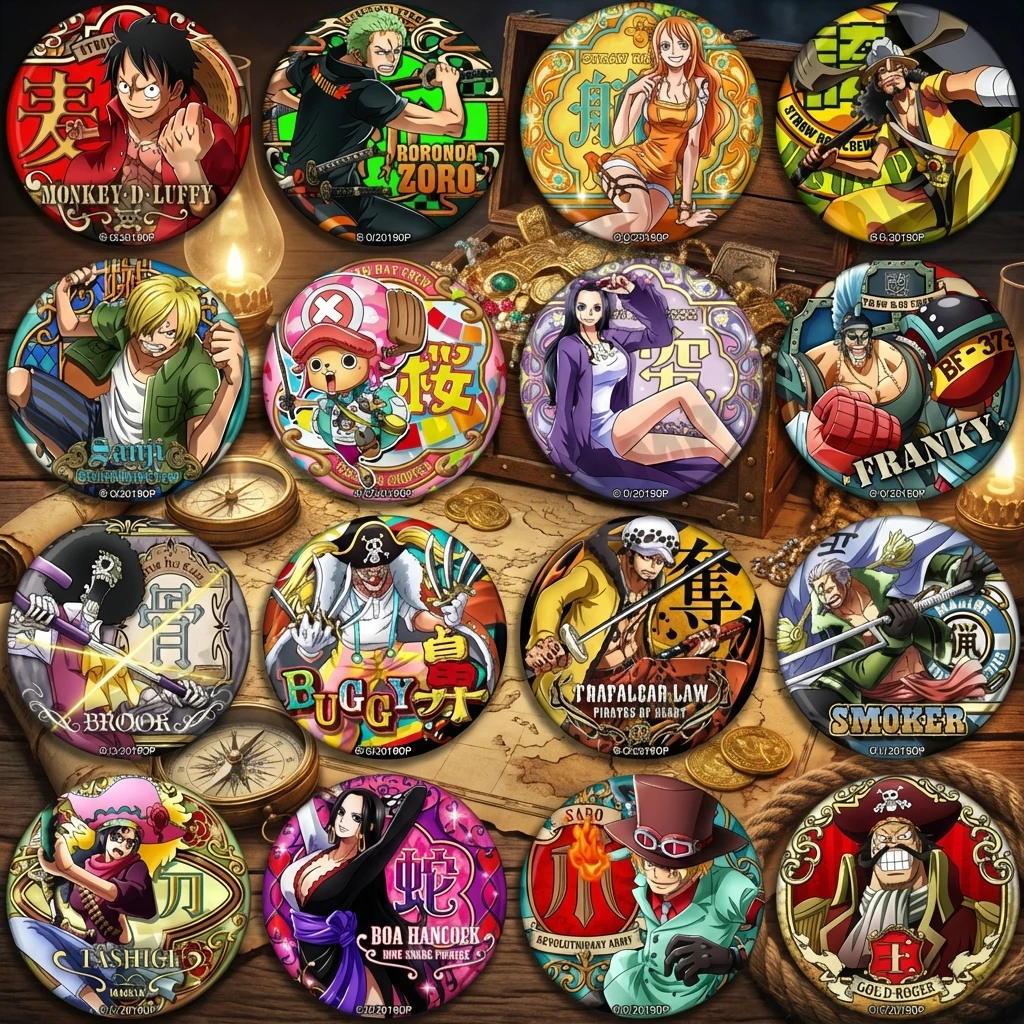 

One Piece Anime Badge Pin Luffy Zoro Law Sanji Sabo Nami Supernova Brooch Accessories Collection Merchandise Gift for Fans