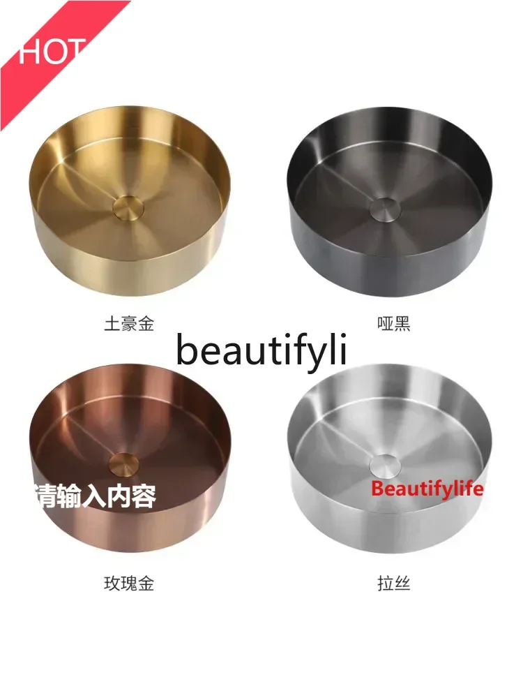 

Asmt14 ss New Internet celebrity 304 stainless steel table basin round bathroom washbasin household single retro washbasin s03