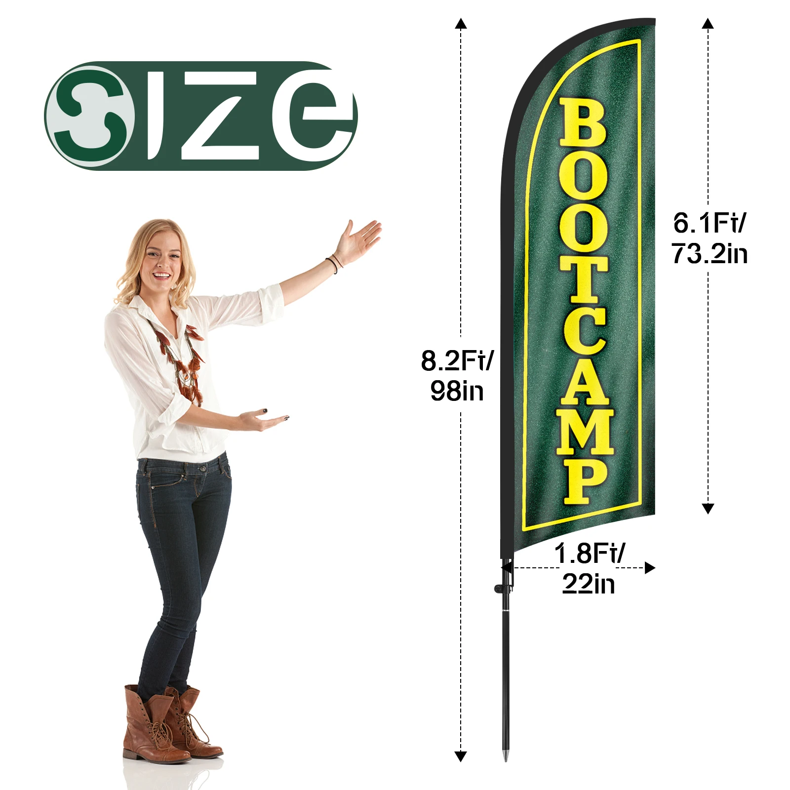 FSFLAG 1PCS 280CM The Boot Camp Feather Flag with Flagpole Advertising Outdoor Banner Decoration for Businesse and Storefront