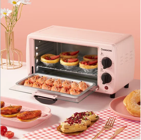 Changhong 11L Electric Oven Home Mini Double Layer Multi functional Cake Baking Oven entry-level  Pink 230V