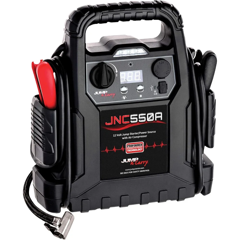 أدوات ومعدات محمولة 1100 Peak Amp Jump Starter مع ضاغط هواء لمعزز بطارية السيارة في حالات الطوارئ