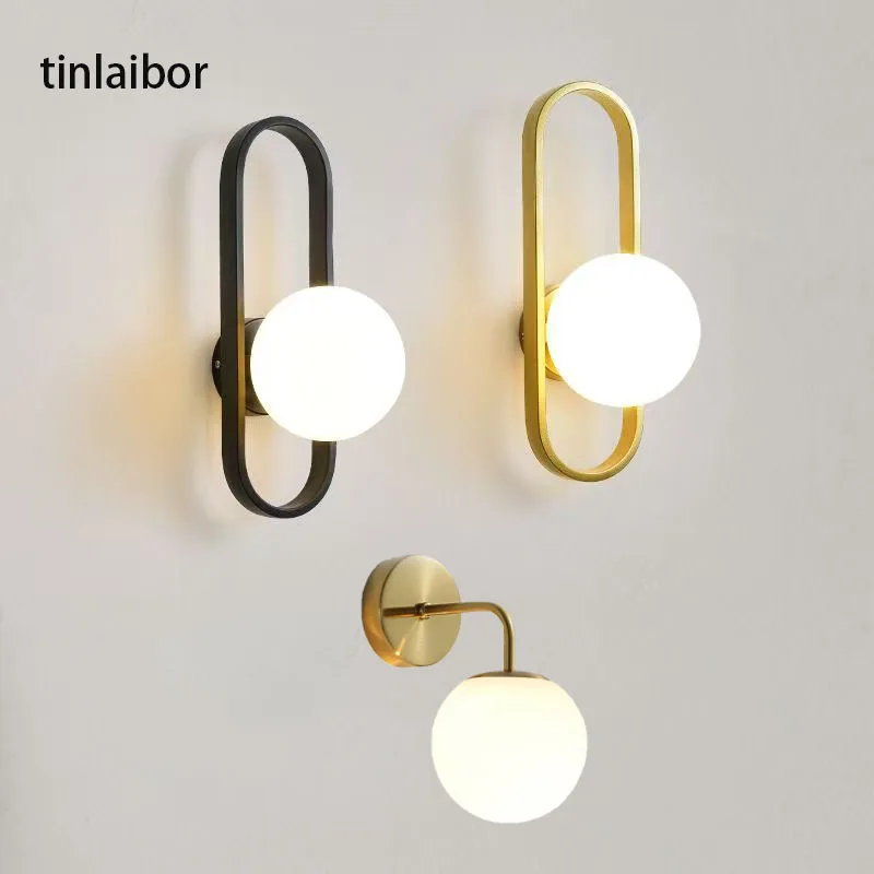 

Wall lamp Bedroom New design 6W white ball Creative Wall lamp Simple modern With G9 bulbs Bedside lamp bedroom aisle