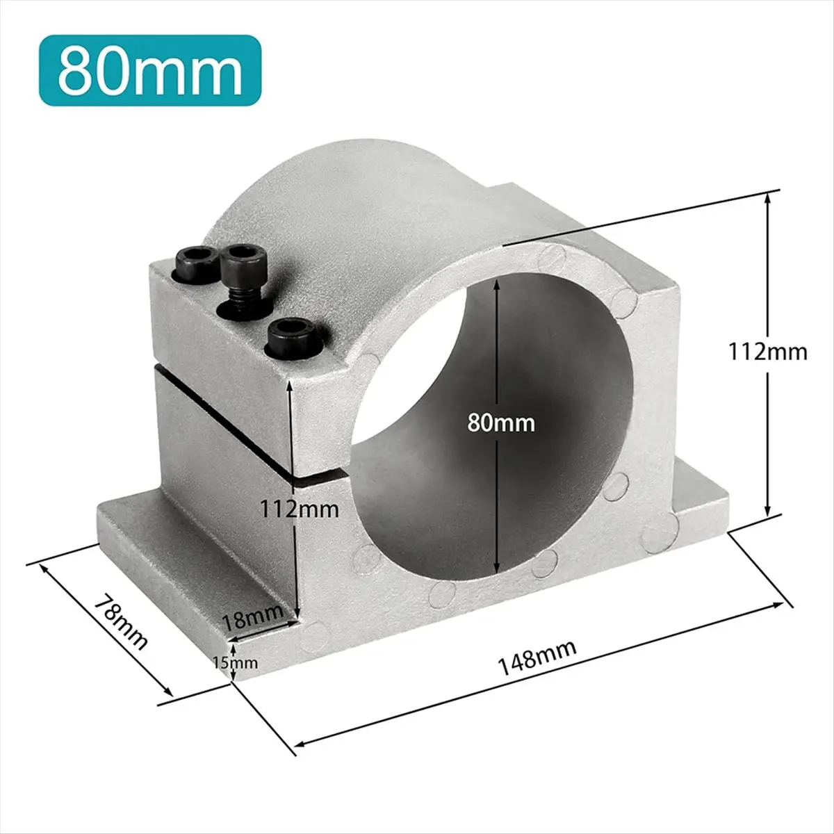 A95G CNC Clamp Mount Bracket Support 80mm Cast Aluminium with 3pcs Screws for CNC Spindle Motor Water Cooled Spindle Moto