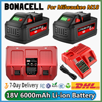 For Milwaukee M18 18V 6000mAh Li-ion Rechargeable Battery M18B5-XC For Milwaukee 18V Tool 6.0Ah Replacement Battery Dual Charger