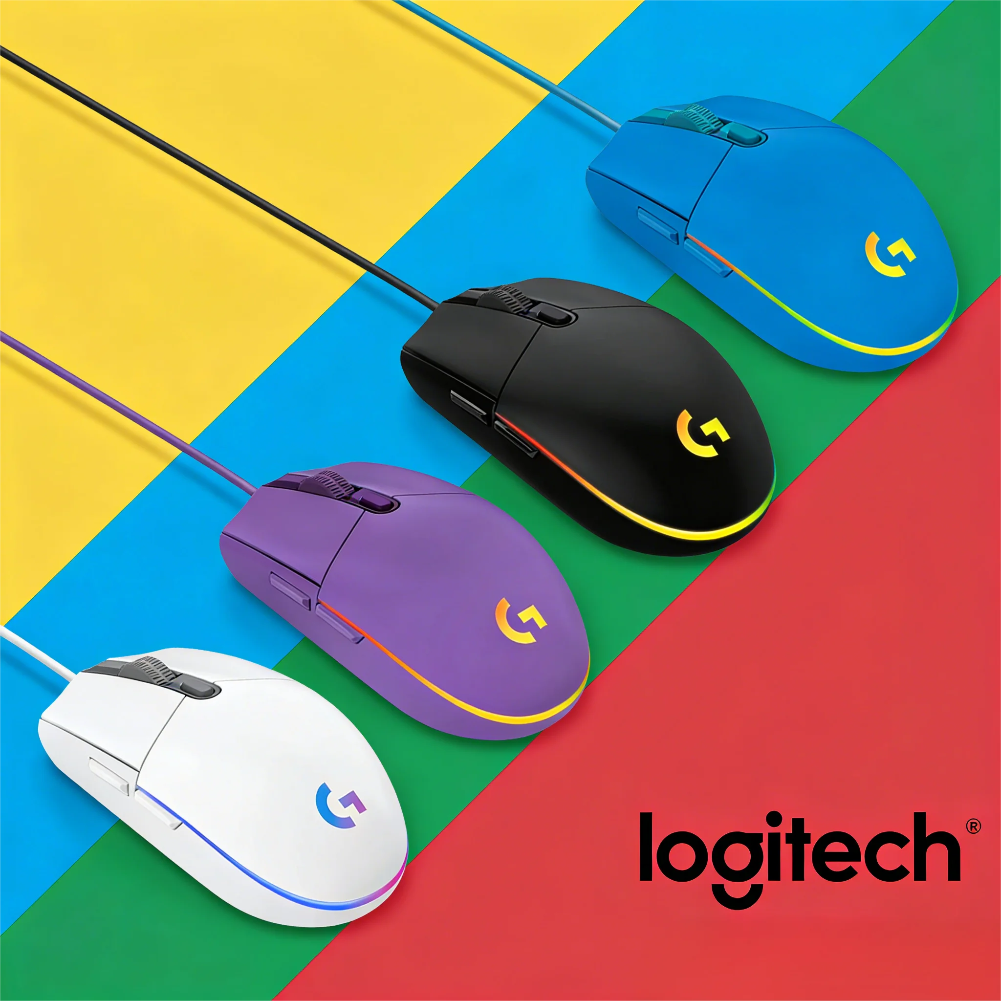 

Проводная периферия Logitech G203, стабильная производительность, 6 программируемых клавиш, многоцветная и легкая