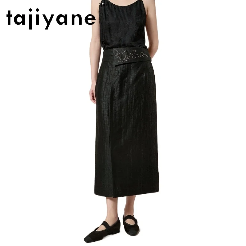 

TAJIYANE 100% Шелковые юбки из тутового шелкопряда для женщин, длинная юбка с вышивкой Xiangyun Sha в китайском стиле, весенние юбки 2026, женская одежда