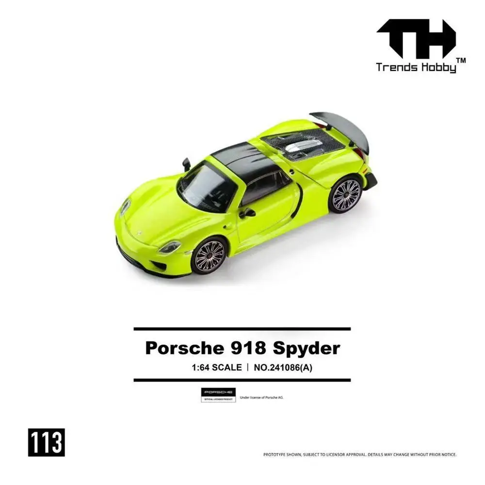 TH 1:64 Porsche 918 Spyder Fluorescent Green Small-Scale Alloy Model Car