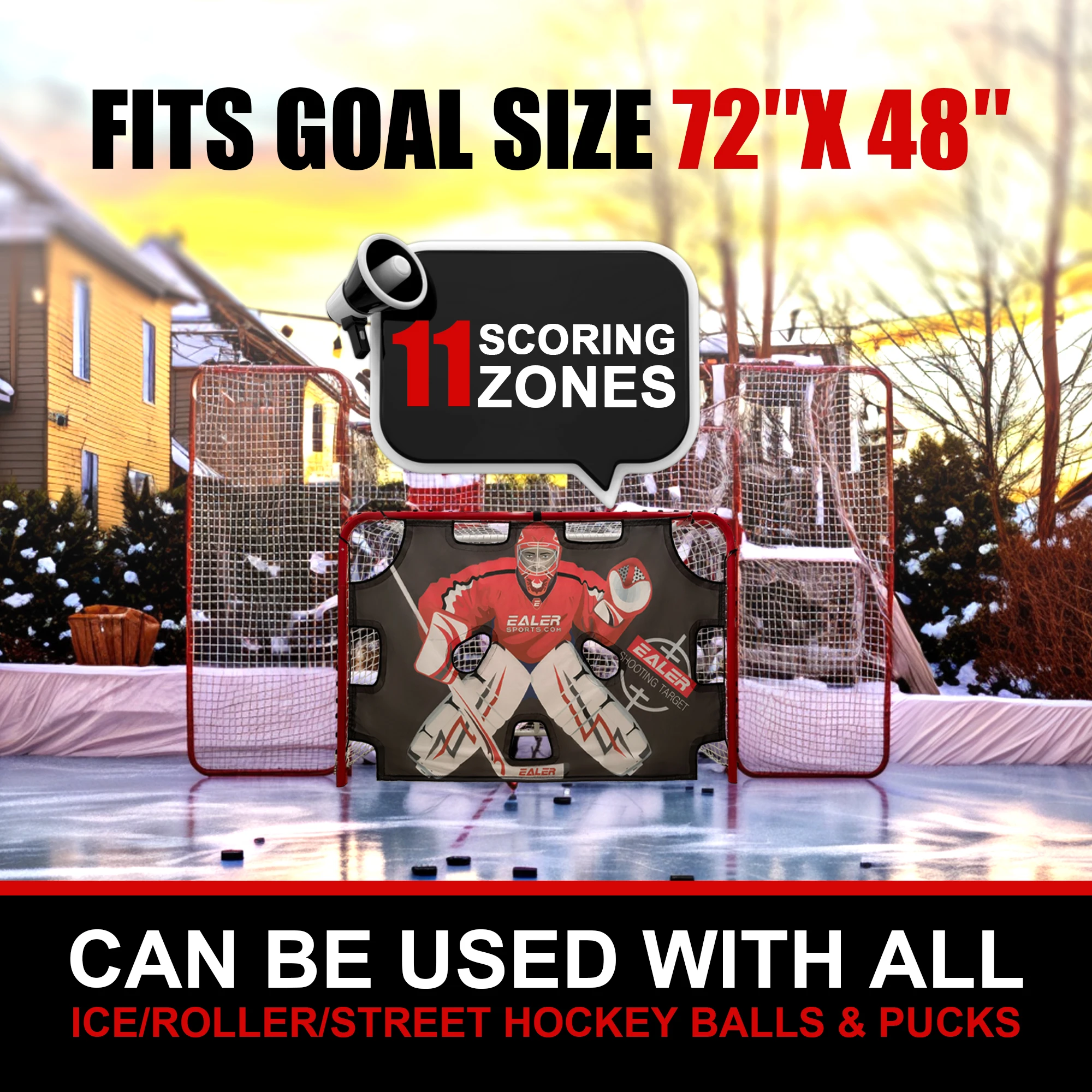 EALER Heavy Duty Hockey Training System – Goals, Backstops & Shooting Practice Nets for Ice & Street Hockey