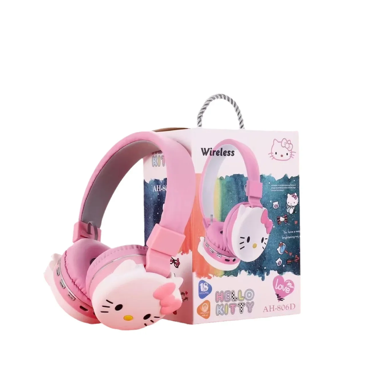 Sanurgente Hello Kitty-Casque stéréo sans fil, écouteurs de dessin animé, casque Bluetooth, coupe de haute qualité, nouveau téléphone de sauna