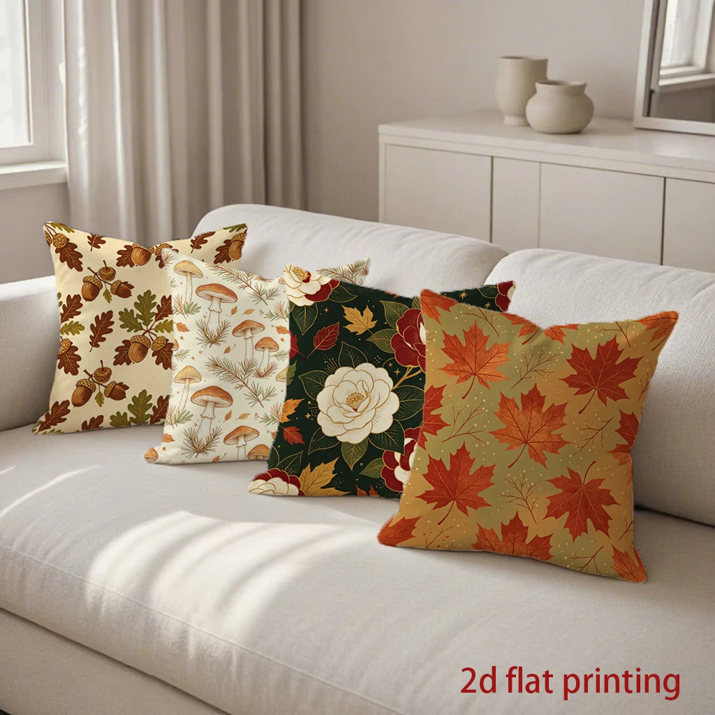Fall Forest Themed Pillow Covers Pattern Cushion Cover Suitable for Sofa Bedroom Car Pillow Cover