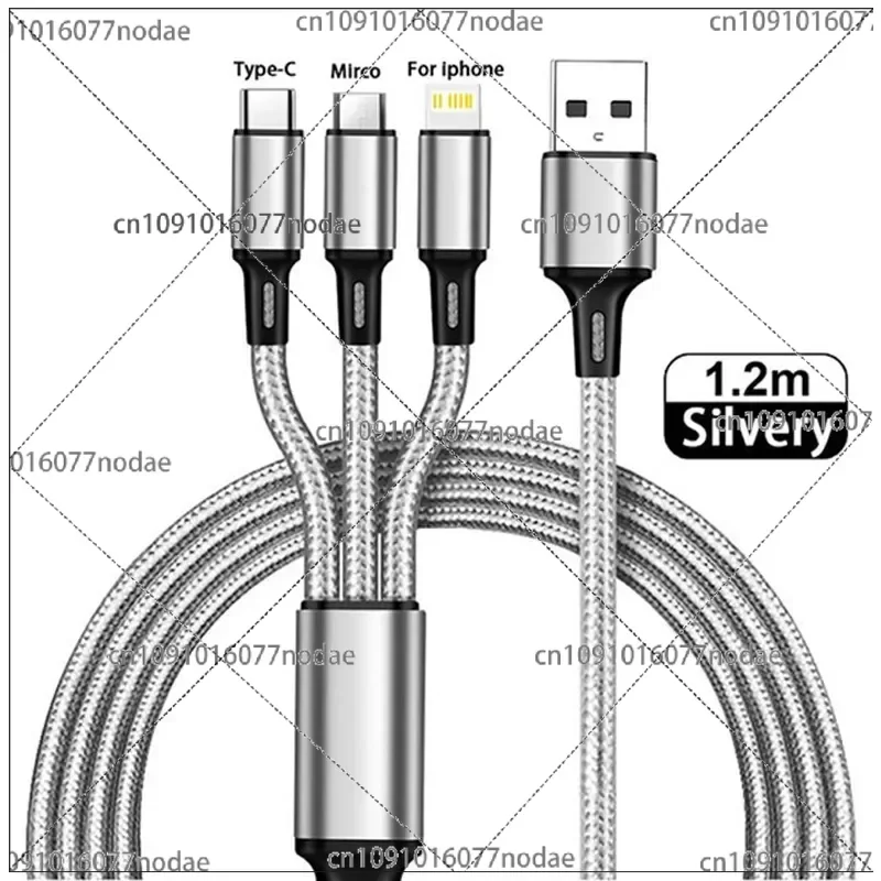 3 in 1 USB Fast Charging Cable Type C Micro IOS Multi Charger Cable for IPhone Huawei Samsung Nylon Braided Cord