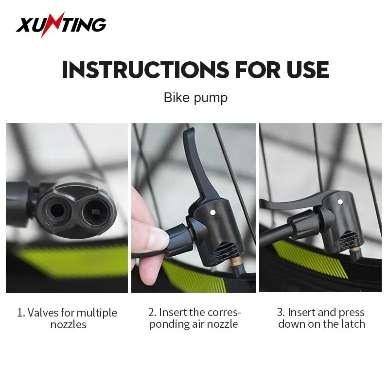 Xunting Bike Foot Mini Pump 140PSI Bicycle Tire Presta&Schrader Valve Floor Pump for Road Bike MTB Pressure Gauge Accessories