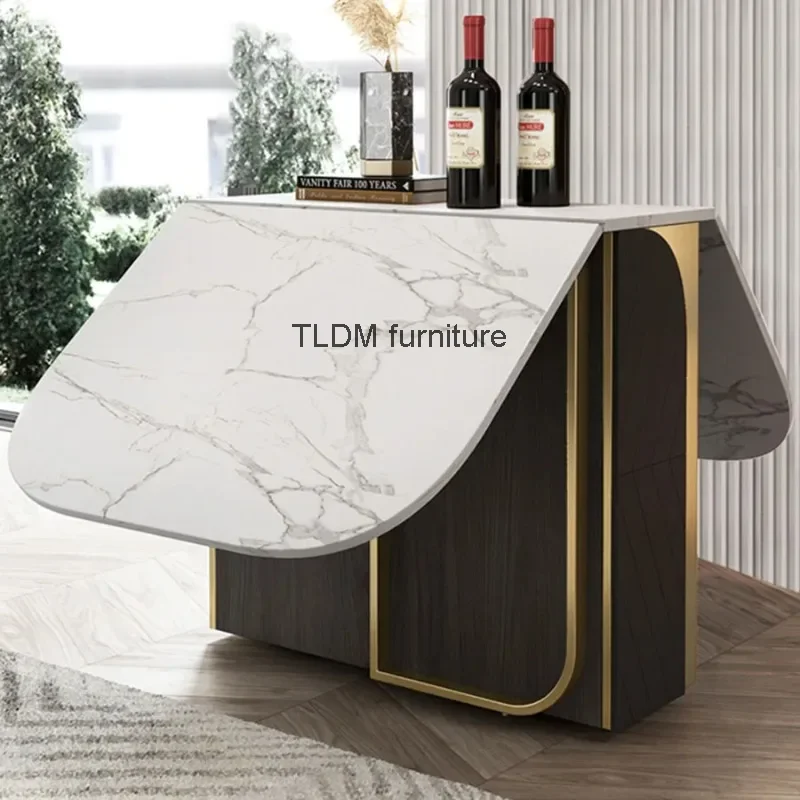 Light Luxury Folding Dining Table And Chair Combination Post-Modern Simple Multifunctional Small Household Rock Board Table HDCZ