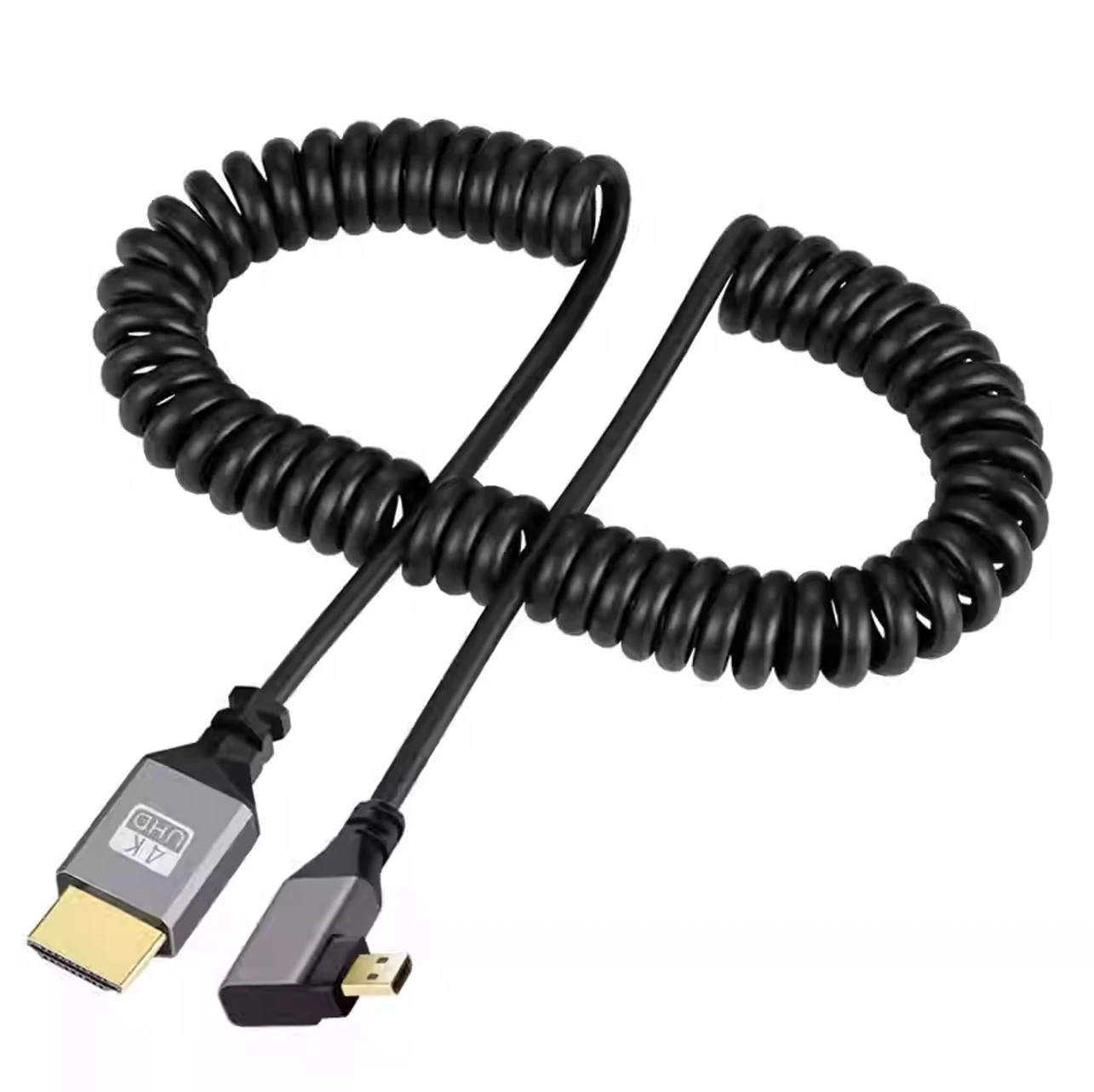 Cavo a molla HDMI 4K maschio a maschio sinistra destra su giù Mini Micro HDMI prolunga a spirale cavo a spirale flessibile spina cavo HDMI 2 m