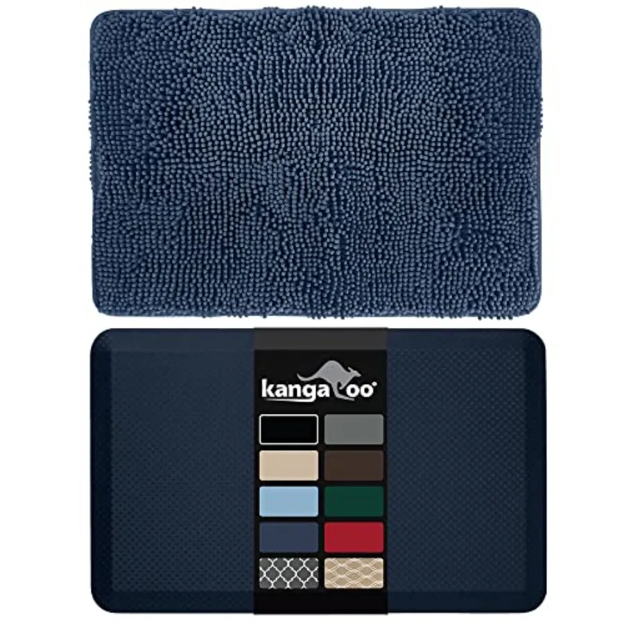 

Chenille Bath Rug and Anti Fatigue Cushion Mat Bath Rug Size 24x17 Machine Washable Antifatigue Mat Size 39x20 Foam Pad Relieve