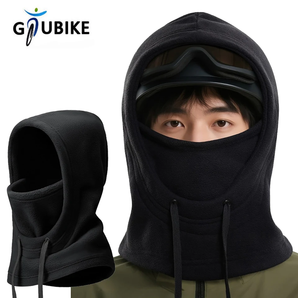 AliExpress NONE GTUBIKE Winter Warm Hooded Hat Windproof Thickened Polar Fleece Ski Cycling Neck Cover Mask Thermal Outdoor Sports Head Cover