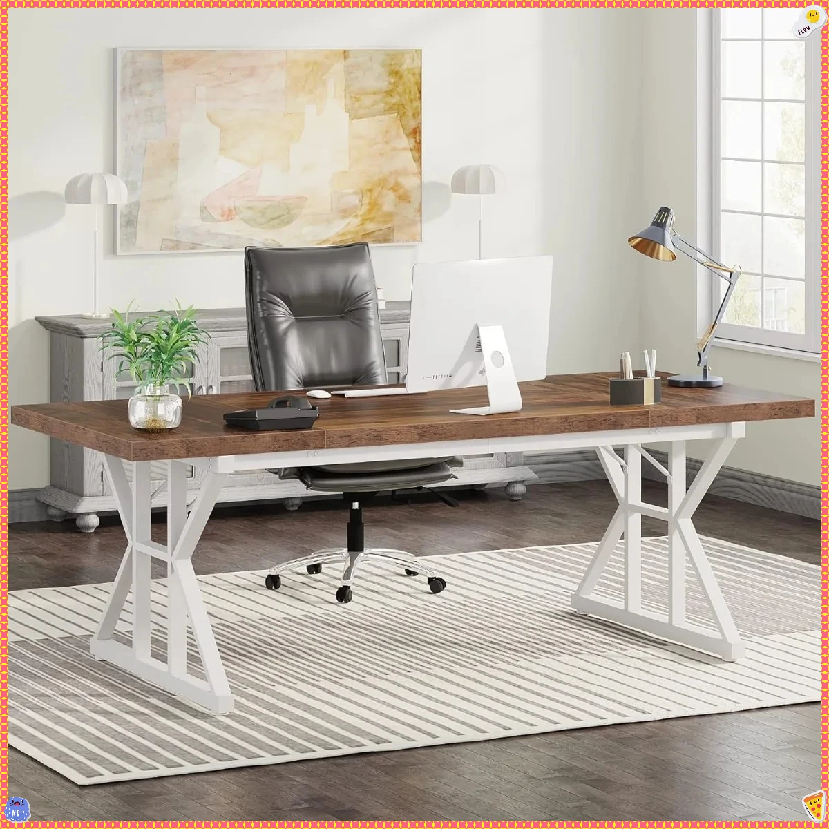 Duże biurko dyrektorskie o wymiarach 180 cm: Wytrzymałe biurko do pisania dla menadżerów, idealnie pasujące do gabinetu i biura domowego.