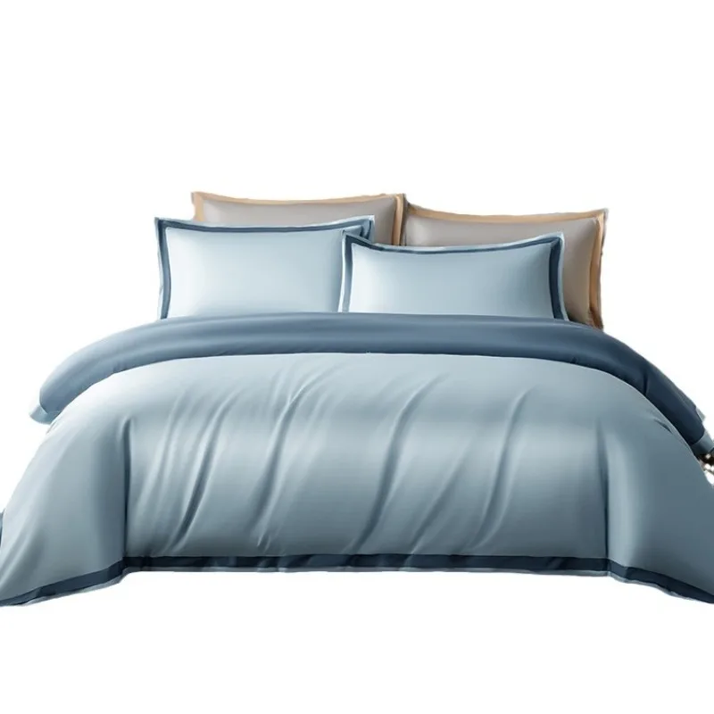 Double flying edge satin four-piece set, quilt cover sheets, comfortable four-season models