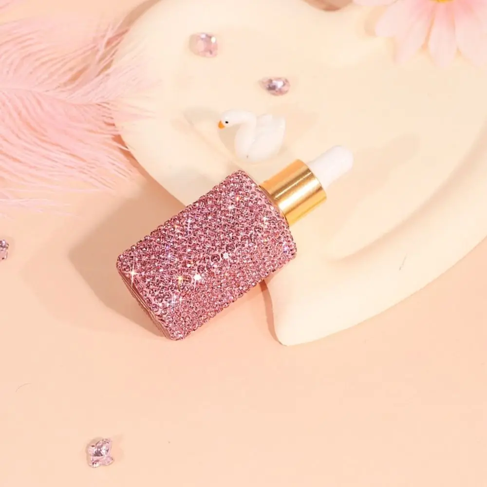 زجاجة فارغة من حجر الراين المتلألئ، زجاجات قطارة صغيرة مبتكرة قابلة لإعادة الملء، قوارير زيت عطري 5 مل