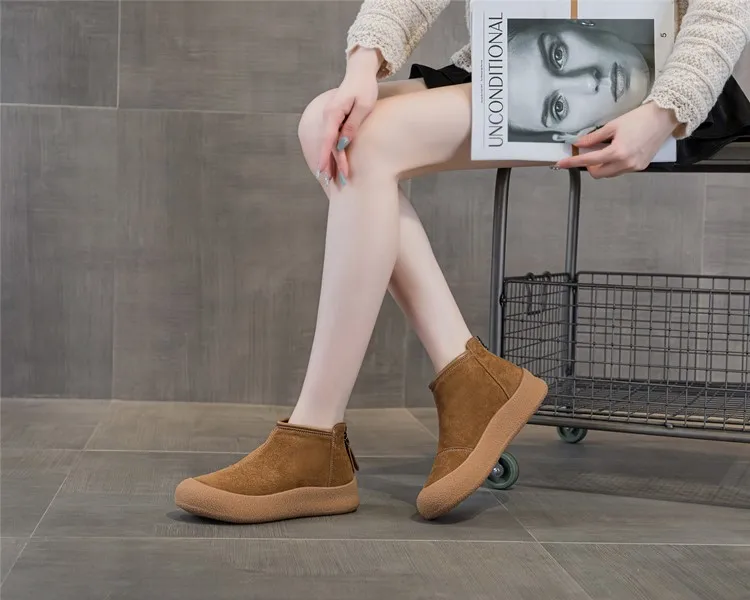 AIYUQI Schneestiefel für Damen in Übergrößen 2025 Winter Echtleder Kurze Damenschuhe Verstärkte Warme Winterstiefel für Frauen – Detail 11