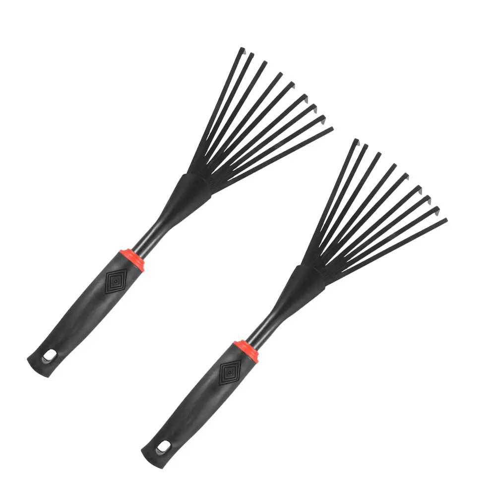 

2Pcs 9 Root Garden Rake Premium Plastic Carbon Steel Durable Non Slip Handle Leaf Removal Tool 9 Root Rake Garden Rakes Tool