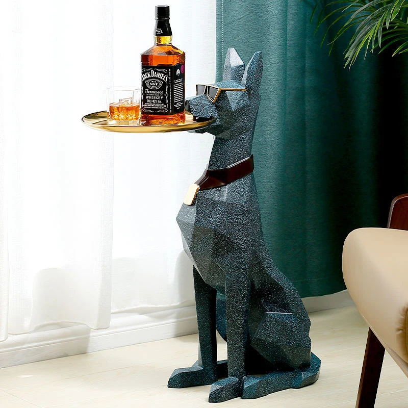 Home Decor Gentleman Dog Statues Nordic Floor Decoration Tray Ornament Creative Household Accessorie Sculpture Animal Table