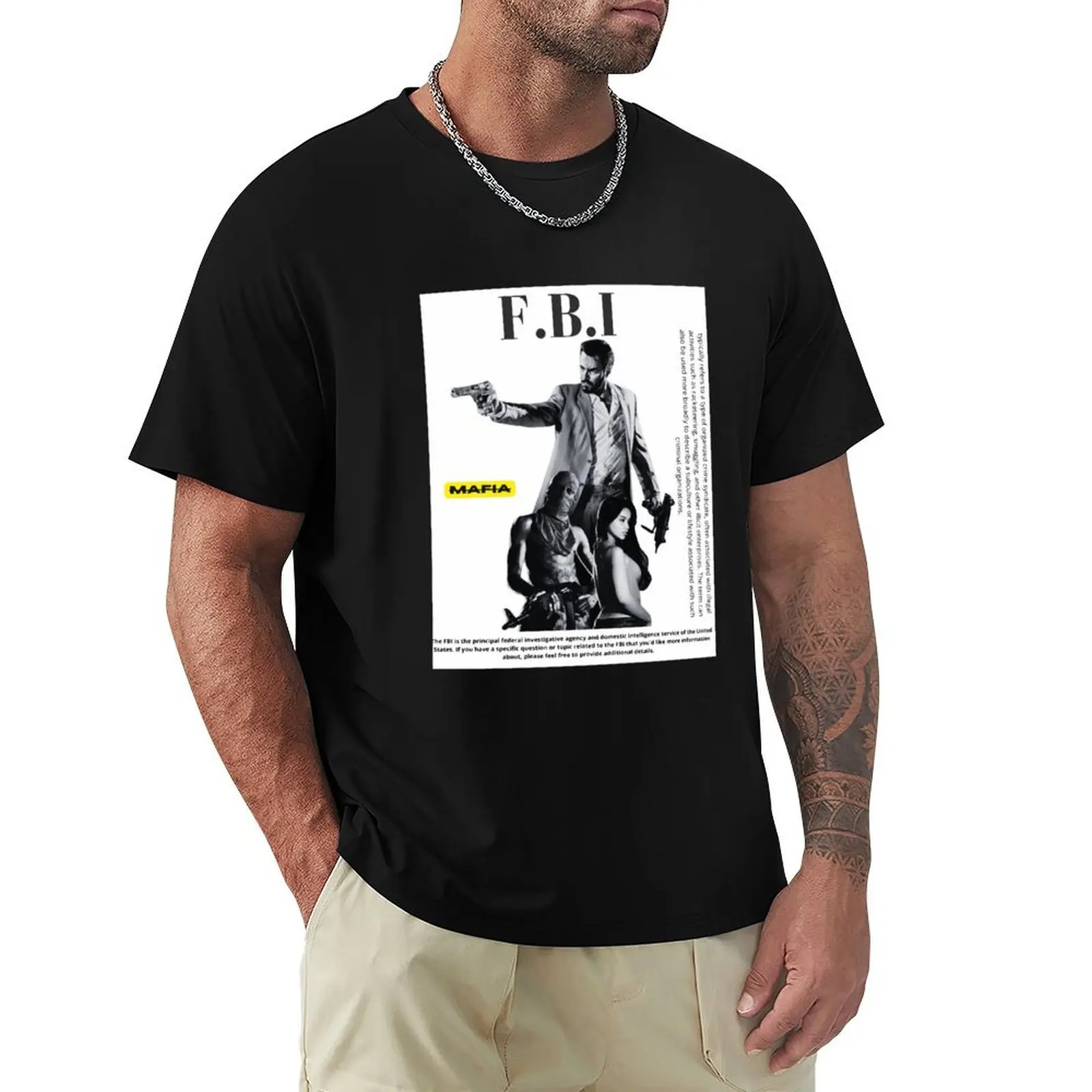Camiseta del Bureau de Investigación Federal (FBI) con avatar de Max Payne NUMERO(5), camiseta cómoda de tela elástica